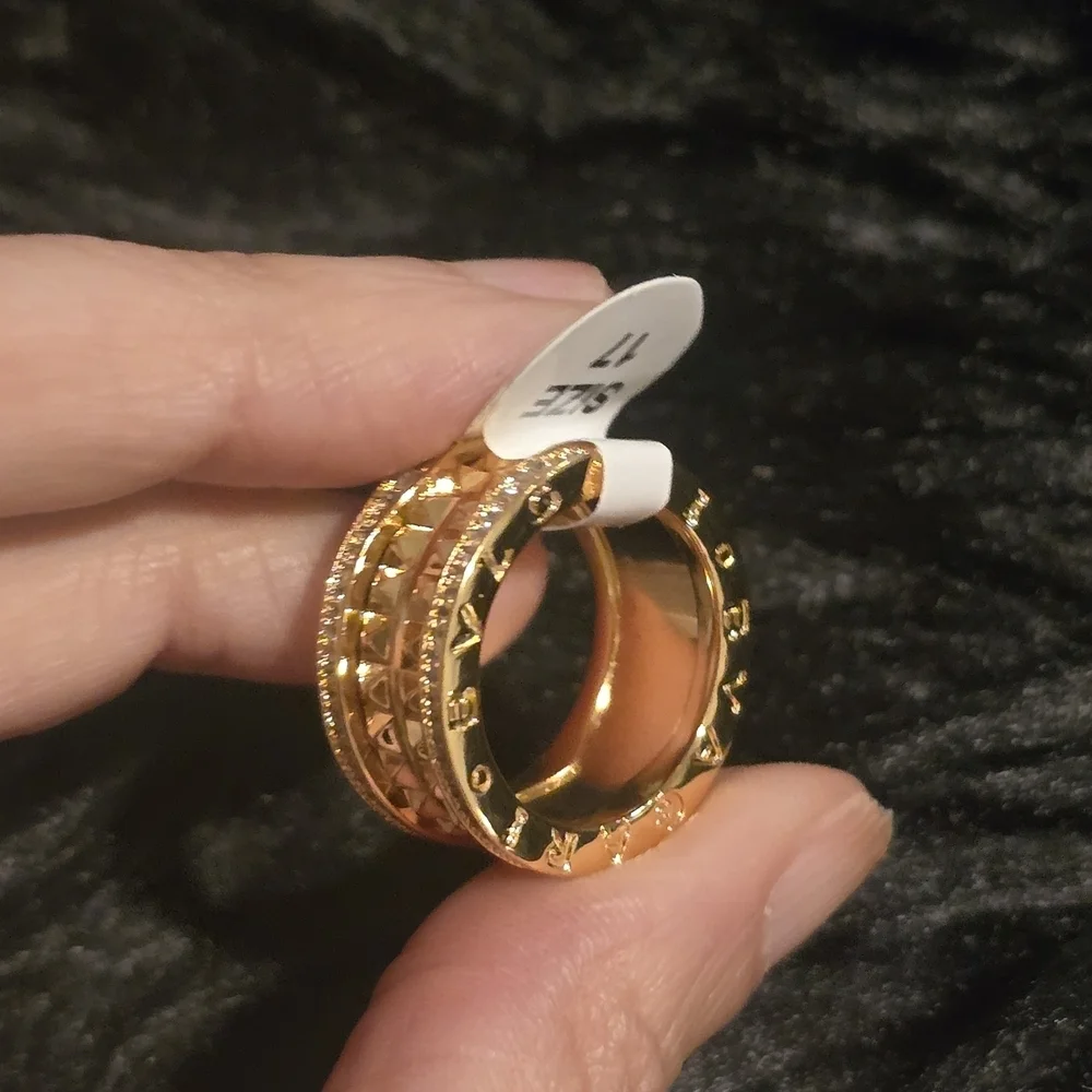 22kgp Dubai Jewelry - Elegant Gold and Silver Band Ring
